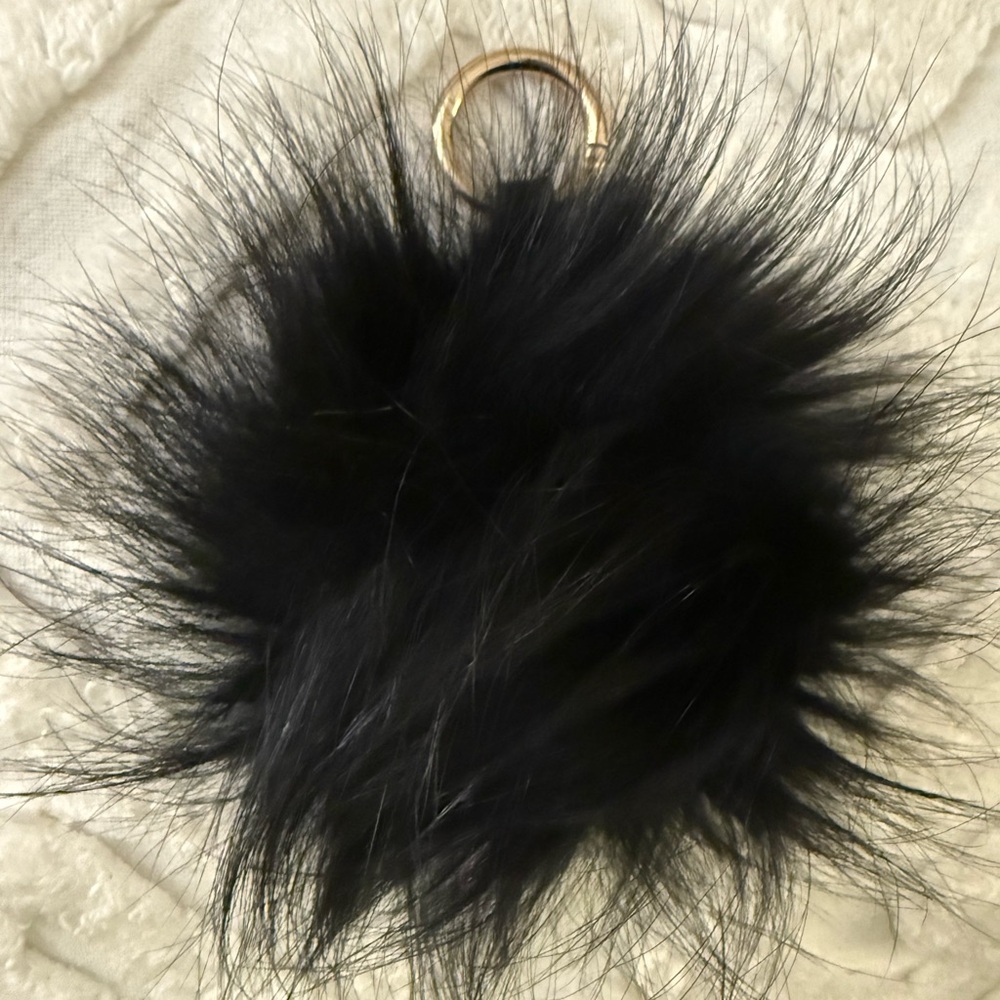 Black Fluffy Keychain Pom Pom NWOT
